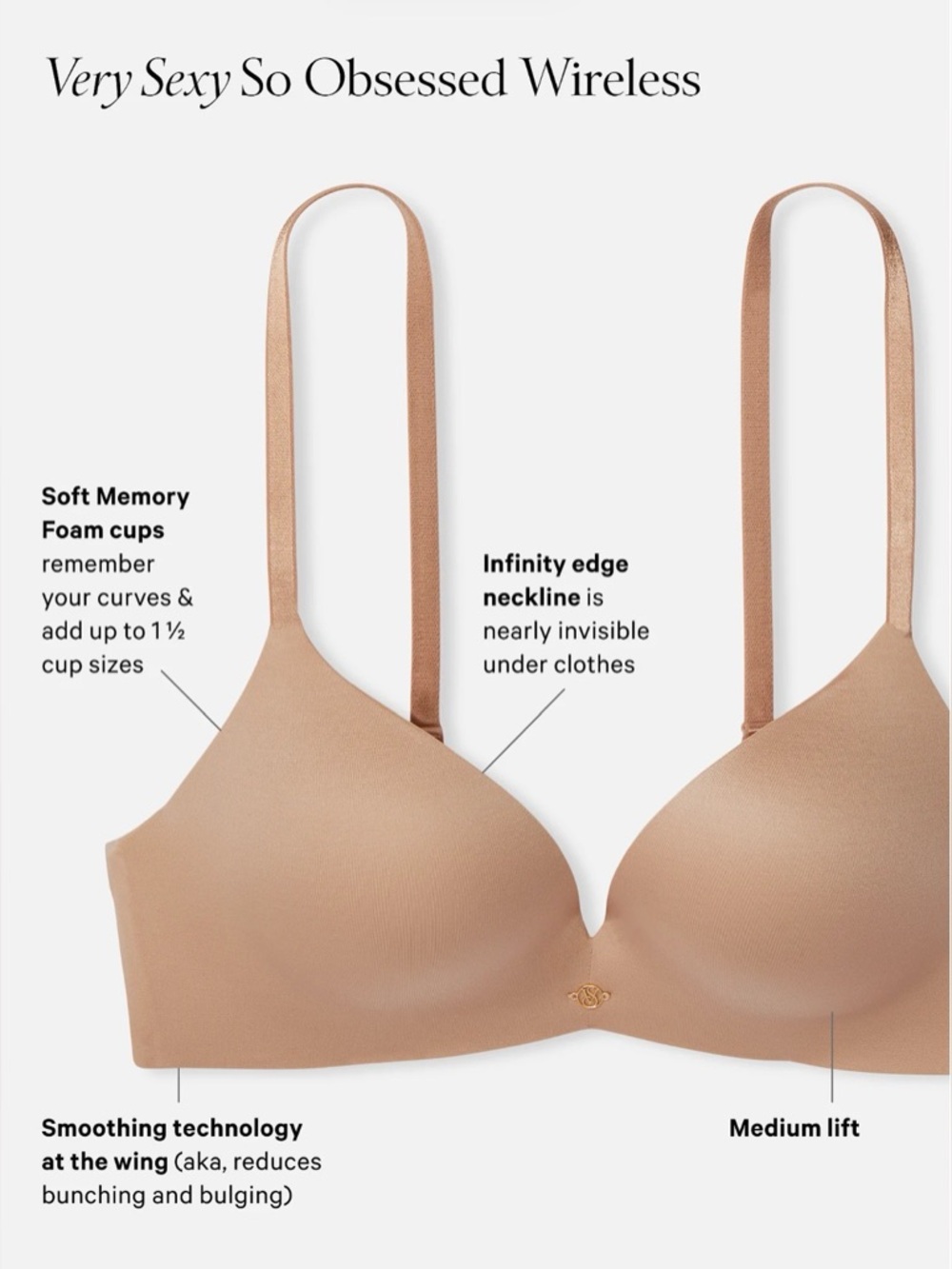NWOT- VS So Obsessed Wireless Push Up Bra - Picture 4 of 10